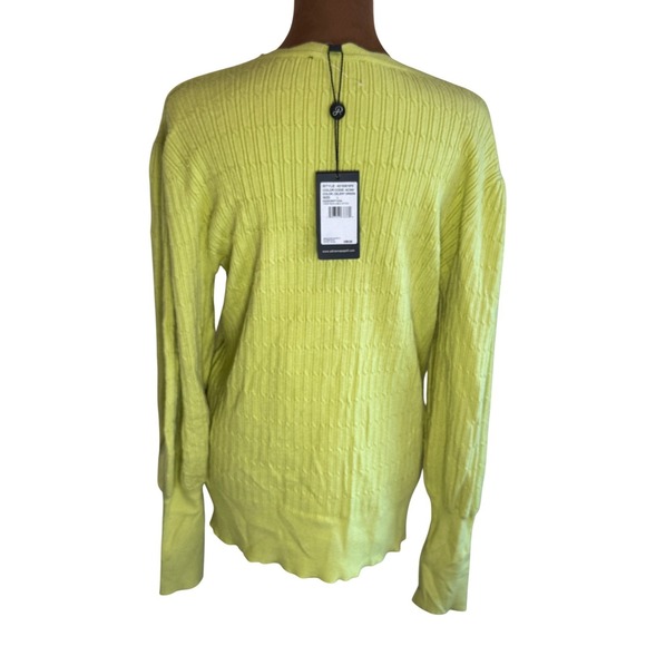Adrianna Papell Cable Knit Sweater Women's Large Celery Green Crew Neck NWT - Picture 3 of 6